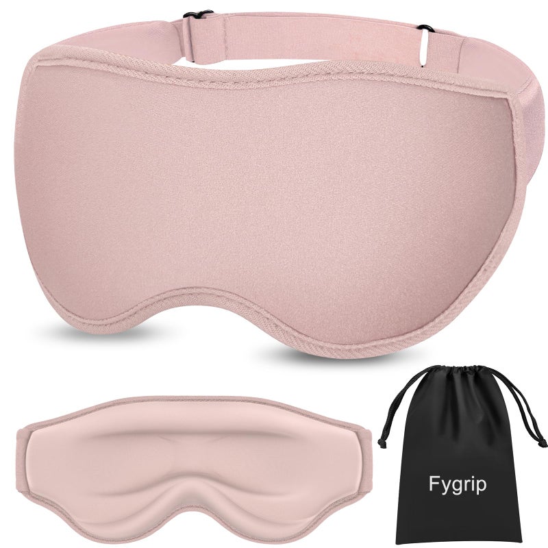 Fygrip 3D Eye Mask Sleep Mask for Men & Women, 100% Pressure-Free & Light Block-Out Eye Mask for Sleep with Easy Adjustable Strap, Night Eye Cover for Travel, Pink - Image 1