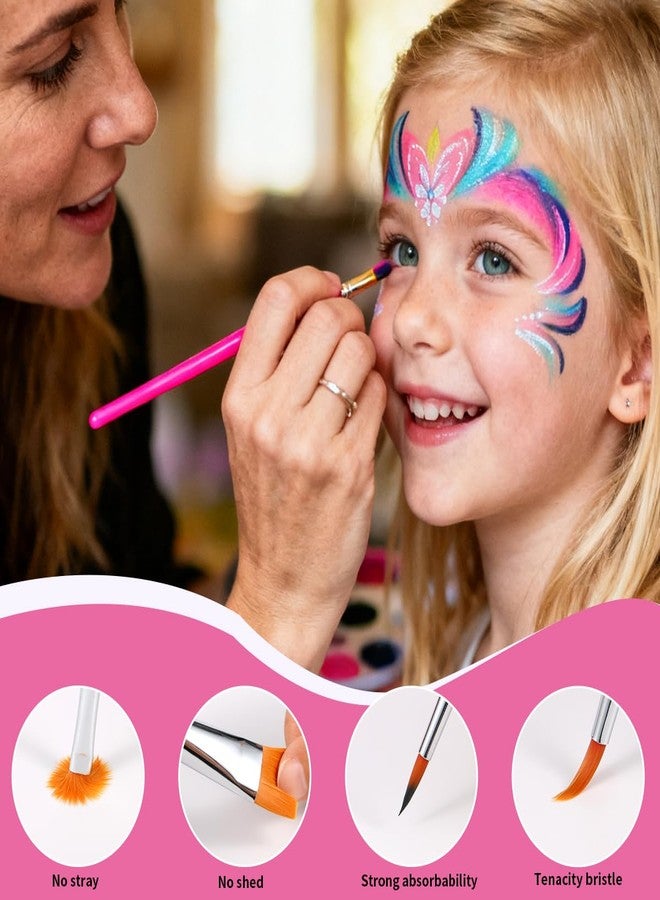 Bowitzki Pink Face Paint Brushes 8 pcs,Professional Artist Brush for Body face Painting,Acrylic Painting Watercolor Oil Gouache - Image 3