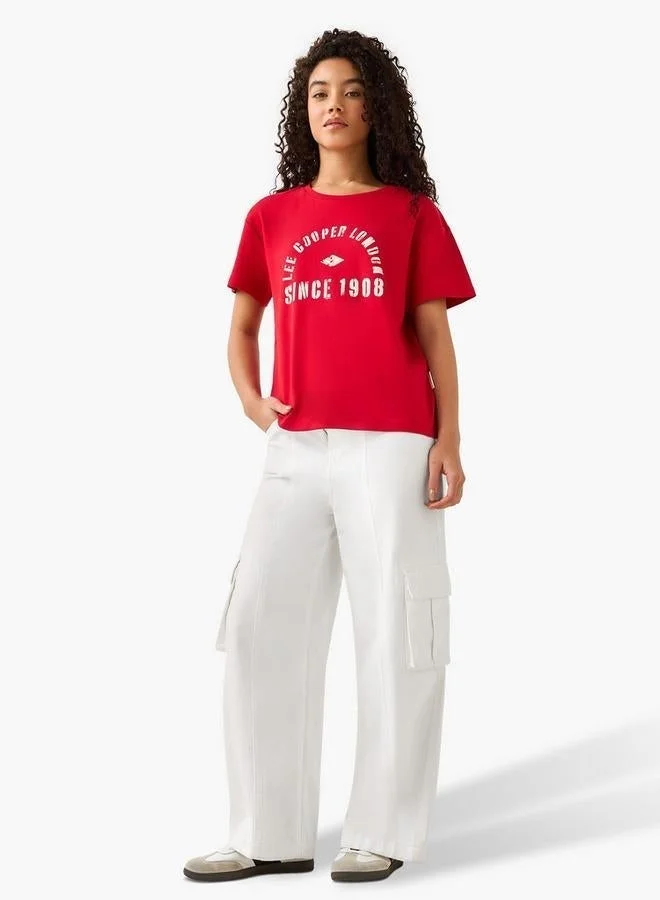 لي كوبر Lee Cooper Cotton T-shirt with Logo Print