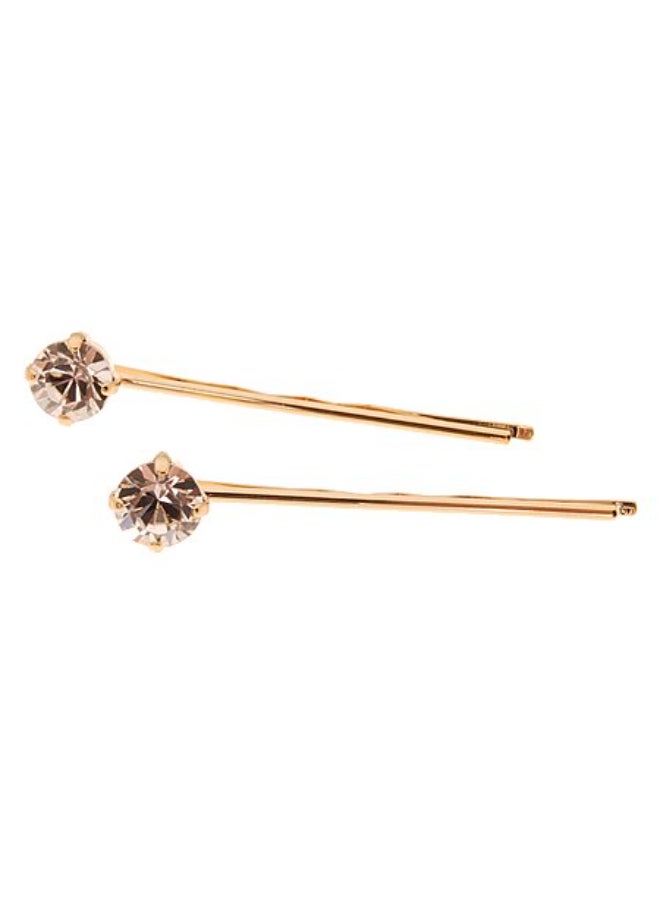 L. Erickson L Erickson Little Gem Bobby Pin Pair CrystalGold - Image 1