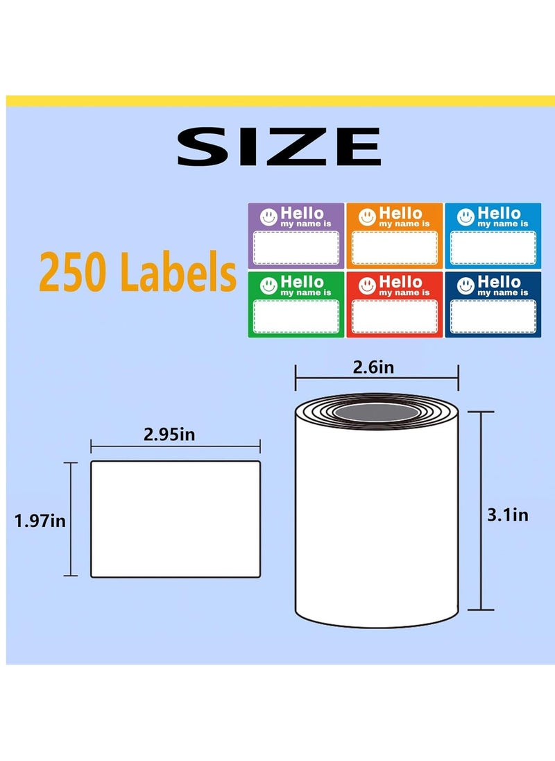 SYOSI Name Tag Stickers, "Hello, My Name is" Colorful Name Tags for Schools, Offices, Themed Parties, Families, and Competitions, 1.97in*2.95in, 250 Pcs  - Image 5