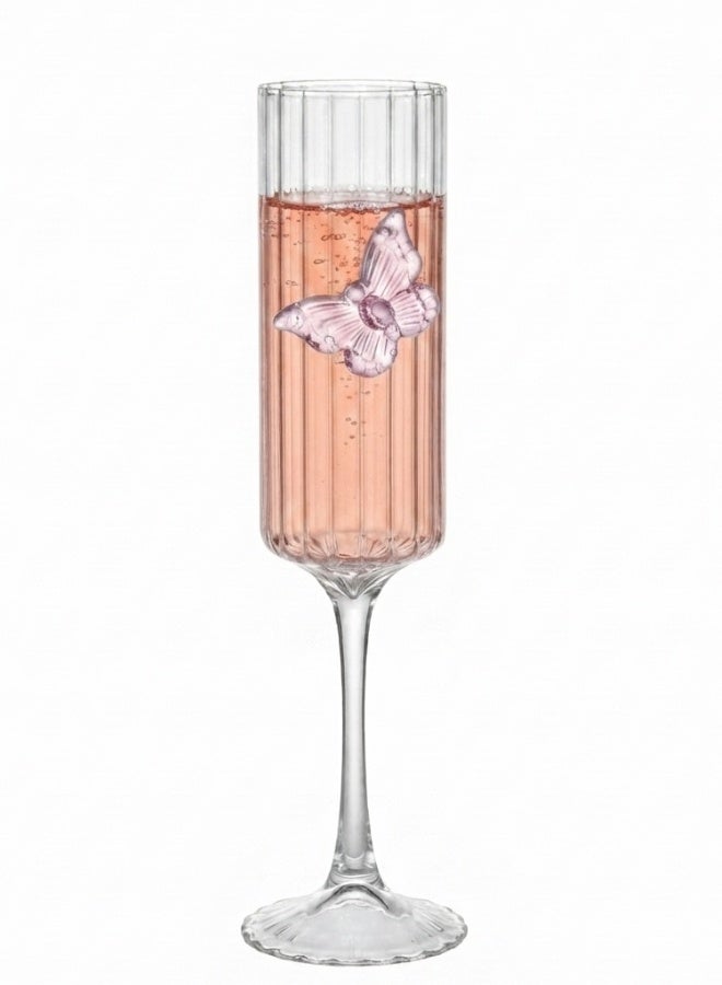 1Pcs Pink Butterfly Glass Cup 240ml, 3D Butterfly Drinking Glass with Elegant Romantic Design, Crystal Style Glassware for Wedding Engagement Anniversary Party Decoration, Beautiful Gift Cup for Special Occasions and Home Use - Image 1
