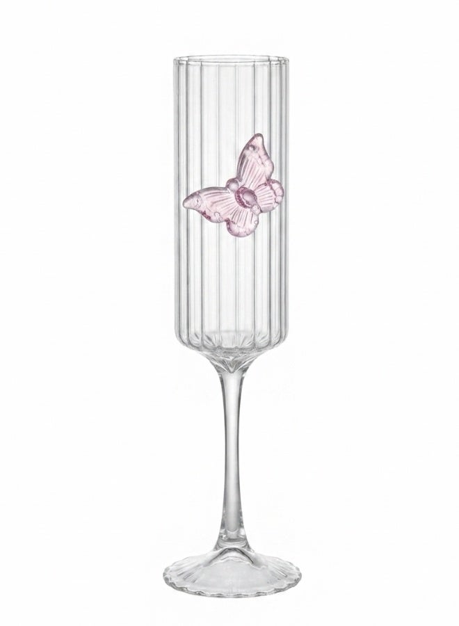 1Pcs Pink Butterfly Glass Cup 240ml, 3D Butterfly Drinking Glass with Elegant Romantic Design, Crystal Style Glassware for Wedding Engagement Anniversary Party Decoration, Beautiful Gift Cup for Special Occasions and Home Use - Image 2