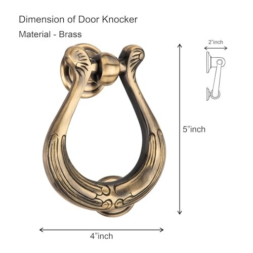 COMPASS Rapid Door Knocker | Door Knocker | Handmade Door Knocker for Front Door Brass | 5" | Pack of 1 - Image 2