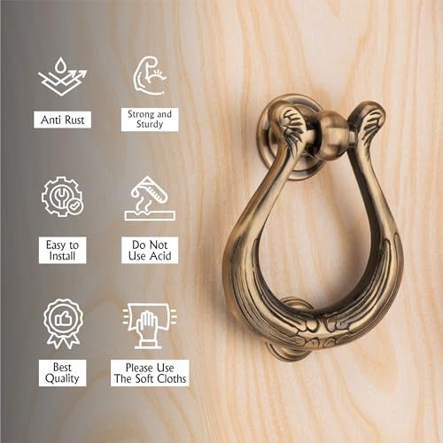 COMPASS Rapid Door Knocker | Door Knocker | Handmade Door Knocker for Front Door Brass | 5" | Pack of 1 - Image 3