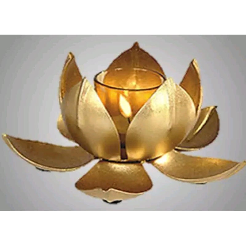 BDS CREATIONS BDS Creation Golden Votive Lotus Candle Pack of 1PCS 