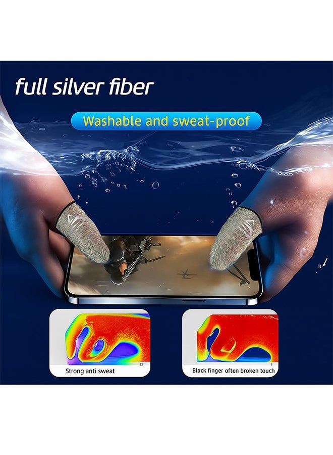 4pcs Gaming Finger gloves,Paired With A Metal Storage Box,100% Visible Silver Fibers,Just Right Pressure/Breathable/Sweatproof（silvery）  - Image 2
