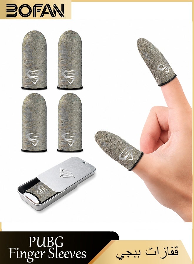 BOFAN 4pcs Gaming Finger gloves,Paired With A Metal Storage Box,100% Visible Silver Fibers,Just Right Pressure/Breathable/Sweatproof（silvery） - Image 1