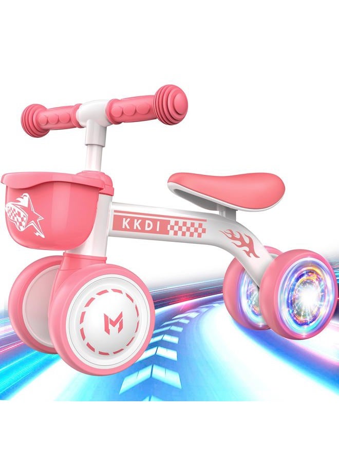 Kkdi Baby Balance Bike Ride on Toys for 1 2 Year Old, Pink Toddler Bike, First Birthday Gifts for 1 2 Year Old Girls, Baby Indoor Outdoor Toy, Colorful Lighting Silent Wheels, No Pedal/Basket - Image 1