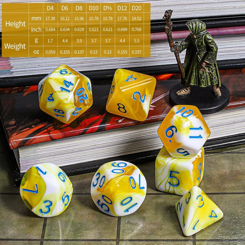 CiaraQ DND Polyhedral Dice Set with a Black Dice Bag for D&D RPG MTG Role Playing Table Games - Image 3