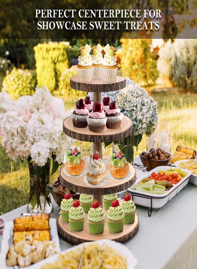 GrnVibe Cupcake Stand Wood Dessert Stands 4 Tier Cupcake Tower Large Cupcake Display Stand Rustic Cupcake Tier Stand for Woodland Baby Shower Decorations/Wedding/Birthday/Party/Farmhouse Decor - Image 5