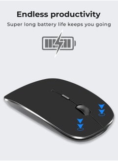 glassology Dual-Mode Wireless Mouse Bluetooth 5.0 & USB 2.4G, Silent Noiseless Slim Design for Laptop, 4 Adjustable DPI Levels Compatible With Mackbook HP Acer Lenovo Thinkpad in Elegant Black  - Image 5