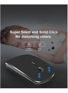 glassology Dual-Mode Wireless Mouse Bluetooth 5.0 & USB 2.4G, Silent Noiseless Slim Design for Laptop, 4 Adjustable DPI Levels Compatible With Mackbook HP Acer Lenovo Thinkpad in Elegant Black  - Image 4