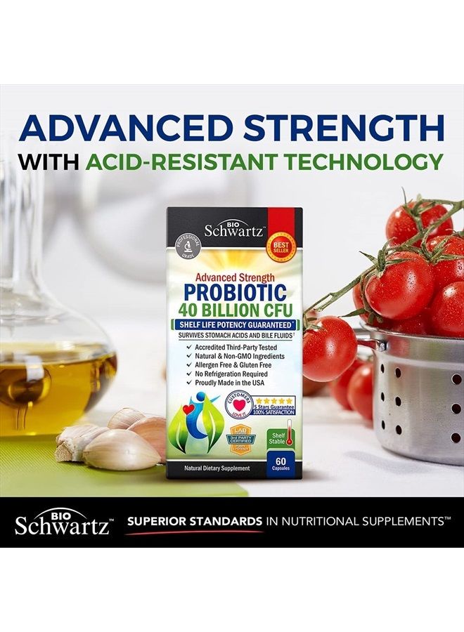 BioSchwartz Daily Probiotic Supplement with 40 Billion CFU - Gut Health Complex with Astragalus and Lactobacillus Acidophilus Probiotic for Women and Men - Shelf Stable Pre and Probiotics for Digestive Health - Image 3