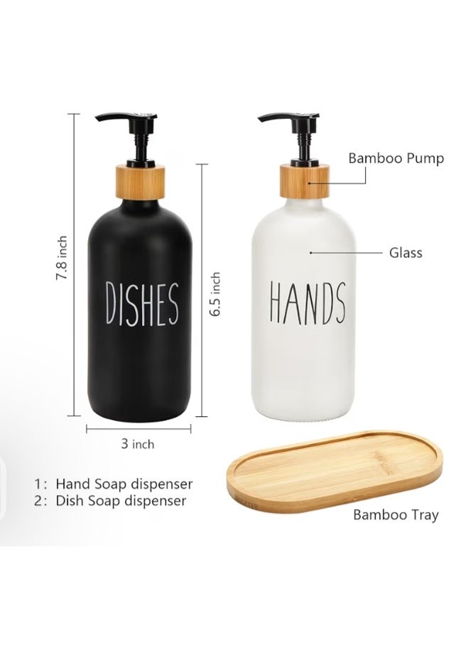 Modern soap dispenser set (black and white) with a wooden base – a luxurious decorative touch for your home - Image 5