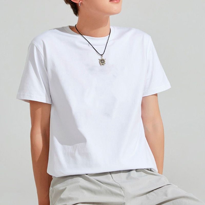 Summer Thin Ice Silk Short-Sleeved T-Shirt Men'S Round Neck Sports Fashion Brand Japanese Style Retro Casual High Street Teenager T-Shirt - Image 1