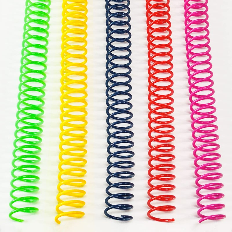 Binditek 50 Pack Plastic Spiral Binding Coils, 12mm(1/2"), 90 Sheet Capacity, 4:1 Pitch, Multi Color (Red, Blue, Yellow, Green, Pink), for Students and Coworkers - Image 1