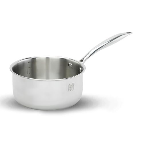Earthy Fables Triply Stainless Steel Saucepan, Milk Pan/Tea Pan/Chai Pan, 16cm, 1.6Ltr, 0.85kg, Food Safe, No Chemical Coating, Easy to Clean & Rust Resistant, Stove & Induction Bottom - Image 1