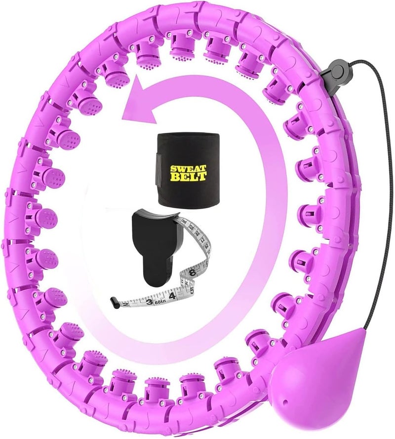 CHEENNY Weighted Hula Circle Hoops for Adults Weight Loss, Infinity Fitness Hoop with Sweet Belt and Measuring Tape Plus Size 52 Inch, 24 Detachable Links, Exercise Hoop for Women,Girls(Design-4) - Image 1