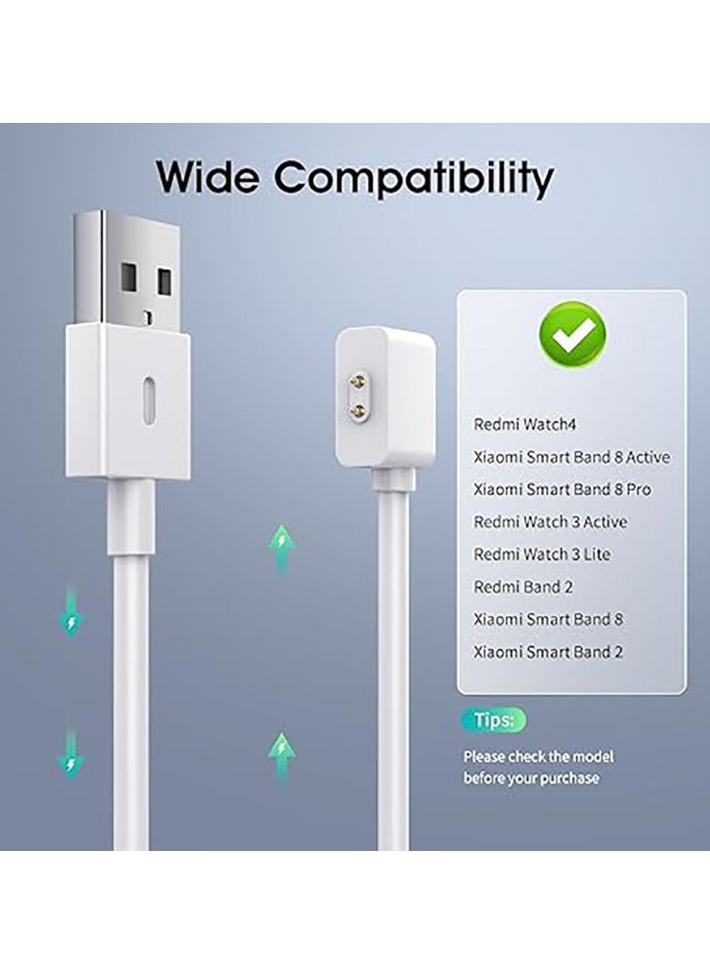 Generic شاحن ساعة ذكية متوافق مع XiaoMi Band 8 Pro/Active/Mi Watch 4/3 Active، كابل شحن USB مغناطيسي 3.3 قدم، ملحقات حامل كابل الشحن البديل تناسب XiaoMi Band 8 - أسود  - Image 2