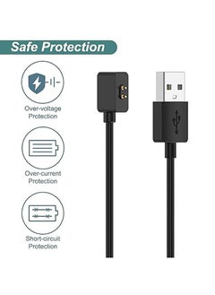 Generic شاحن ساعة ذكية متوافق مع XiaoMi Band 8 Pro/Active/Mi Watch 4/3 Active، كابل شحن USB مغناطيسي 3.3 قدم، ملحقات حامل كابل الشحن البديل تناسب XiaoMi Band 8 - أسود  - Image 3