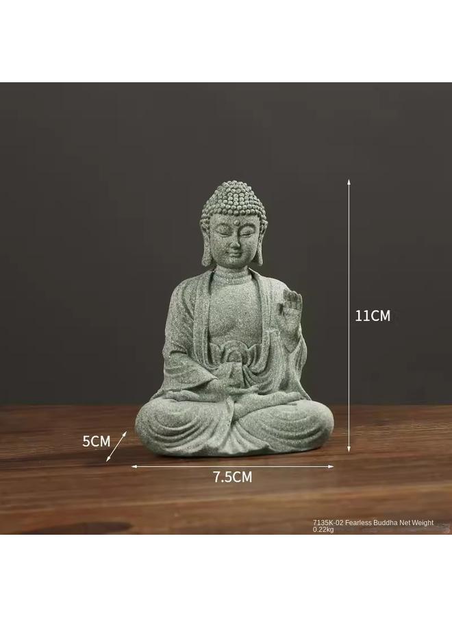 Bluejw New Chinese Style Green Sand Stone Buddha Statue Ornaments Home Living Room Courtyard Entrance Decorations Fish Tank Landscape Zen Room - Image 1