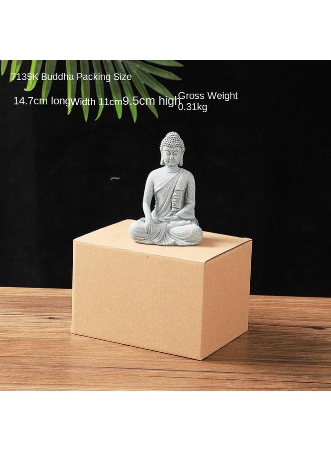 Bluejw New Chinese Style Green Sand Stone Buddha Statue Ornaments Home Living Room Courtyard Entrance Decorations Fish Tank Landscape Zen Room - Image 5