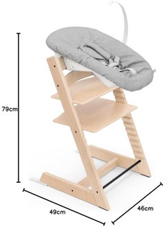 STOKKE Tripp Trapp Chair (Natural) + Tripp Trapp Newborn Set ( Grey ) Cozy, Safe And Simple To Usebaby Chair For Newborns Up To 20 Lbs /9 Kg  - Image 4