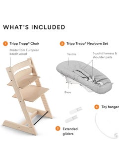 STOKKE Tripp Trapp Chair (Natural) + Tripp Trapp Newborn Set ( Grey ) Cozy, Safe And Simple To Usebaby Chair For Newborns Up To 20 Lbs /9 Kg  - Image 5