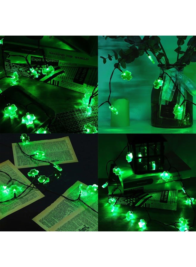 LJLNION St. Patrick's Day String Lights Outdoor, 50 LED 16 FT Shamrocks Decorative Green Leaf Lights Battery Operated, 8 Lighting Modes & Timer, Waterproof for Home Garden Party Decoration, 1 Pack - Image 2