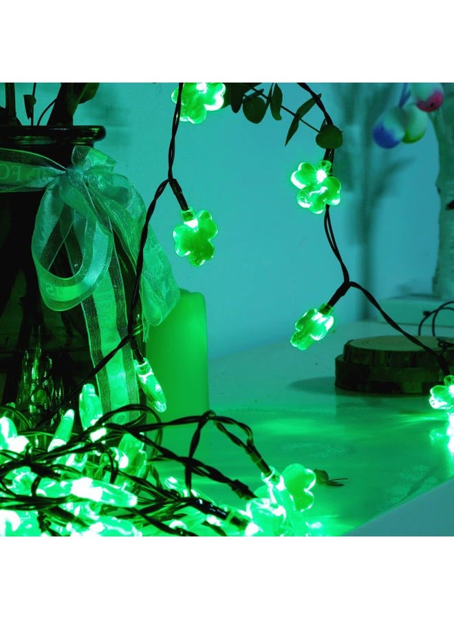LJLNION St. Patrick's Day String Lights Outdoor, 50 LED 16 FT Shamrocks Decorative Green Leaf Lights Battery Operated, 8 Lighting Modes & Timer, Waterproof for Home Garden Party Decoration, 1 Pack - Image 5