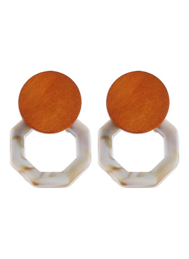 NIBEMINENT Marble Grain Resin Octagon Dangle Earrings 