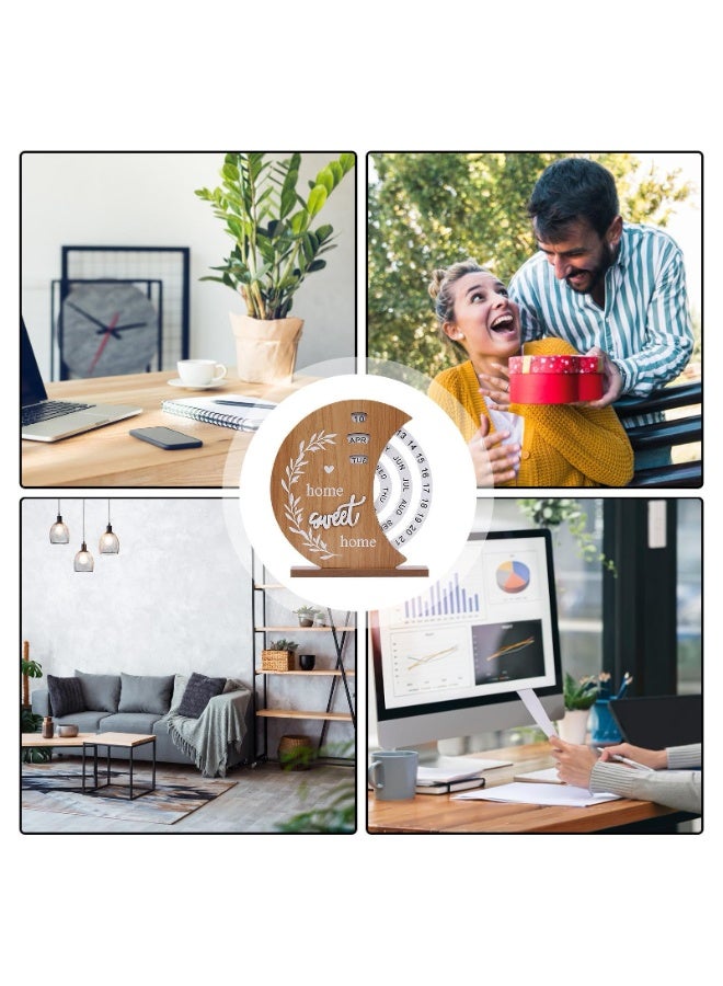 دايتويز تقويم قرصي، بطاقة تسجيل وقت قابلة للدوران بوزن 200 غرام، ديكور مكتب خشبي طويل الأمد، متتبع تقويم خشبي صغير، بطاقة تسجيل وقت قابلة لإعادة الاستخدام للمكتب والمنزل. - Image 3