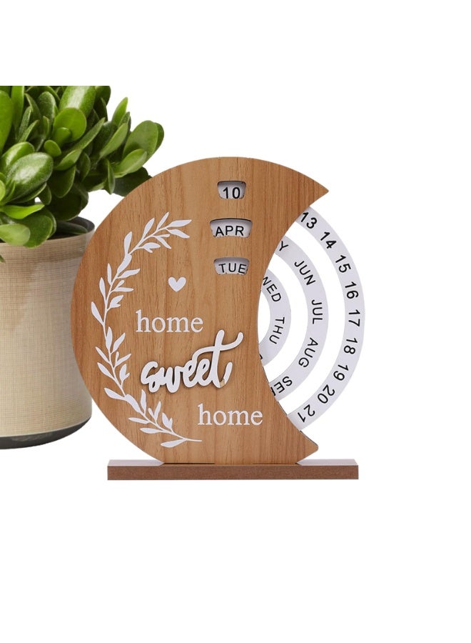 دايتويز تقويم قرصي، بطاقة تسجيل وقت قابلة للدوران بوزن 200 غرام، ديكور مكتب خشبي طويل الأمد، متتبع تقويم خشبي صغير، بطاقة تسجيل وقت قابلة لإعادة الاستخدام للمكتب والمنزل. - Image 4