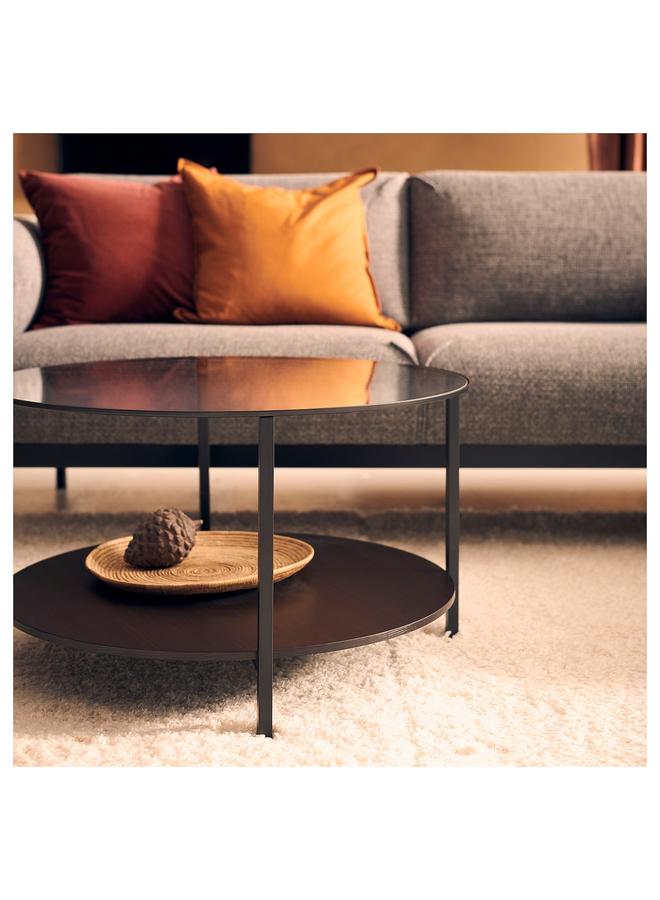 erorex Coffee table, black-brown/glass, 75 cm - Image 5