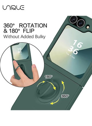 For Samsung Galaxy Z Flip 6 Case - with Ring Stand Shockproof Full Body Protection Phone Case for Galaxy Z Flip 6 5G 6.7 Inch - Army Green - view 4