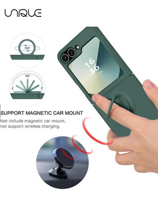 For Samsung Galaxy Z Flip 6 Case - with Ring Stand Shockproof Full Body Protection Phone Case for Galaxy Z Flip 6 5G 6.7 Inch - Army Green - view 5