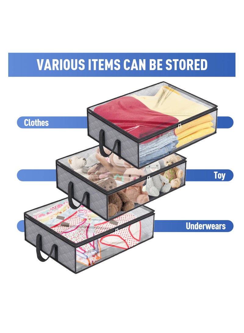 KASTWAVE Stackable Hat Storage Box for Closet, Baseball Caps Storage with 2 Sturdy Handles, Large Capacity Hat Box Wide Clear Hat Organizer for Home Travel - Grey - Image 3