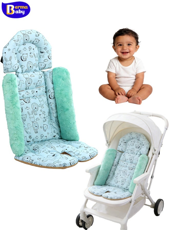 Berma Baby بطانات مقعد عربة الأطفال العالمية، بساط قابل للعكس وناعم لعربة الأطفال حديثي الولادة مع شبكة هوائية متعددة الوظائف وسادة أطفال لعربات الأطفال ومقاعد السيارات والكراسي العالية - Image 1