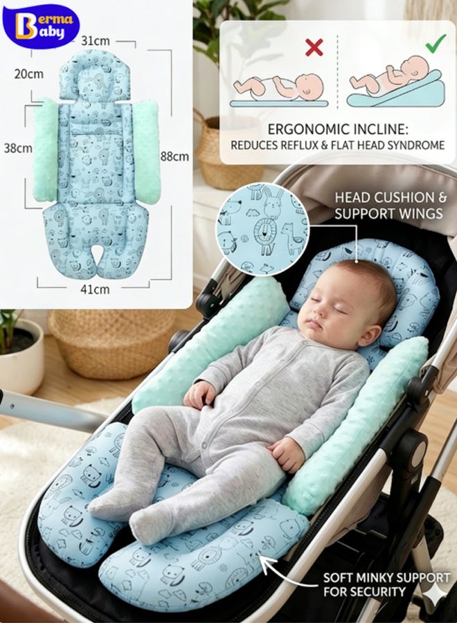 Berma Baby Universal Baby Stroller Seat Liners, Reversible Breathable & Soft Newborn Stroller Mat with Air Mesh Multifunctional Baby Cushion Pad for Strollers, Car Seats and High Chairs - Image 1