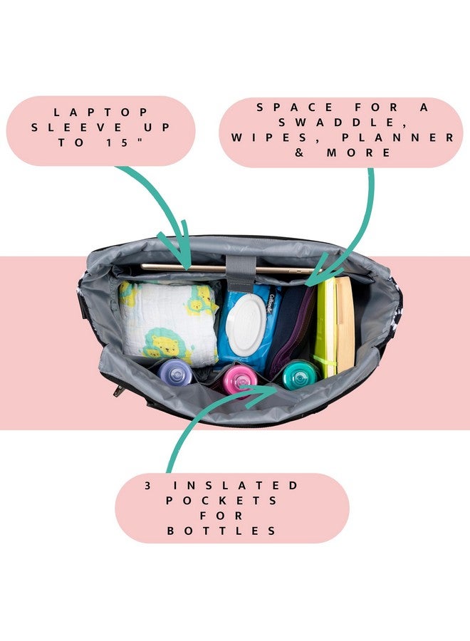 Pursetti Breast Pump Bag w/Cooler & 15” Laptop Sleeve as a Work Tote -Fits Common Breast Pumps Like Spectra S1, S2, Melela (Black Daisy) - Image 5