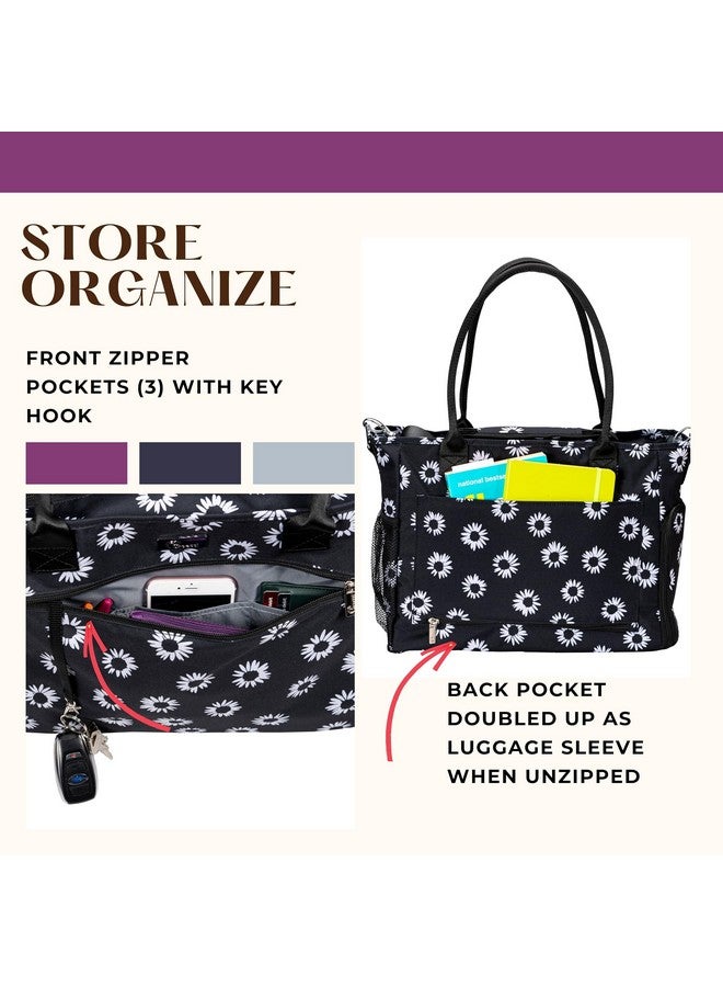 Pursetti Breast Pump Bag w/Cooler & 15” Laptop Sleeve as a Work Tote -Fits Common Breast Pumps Like Spectra S1, S2, Melela (Black Daisy) - Image 4