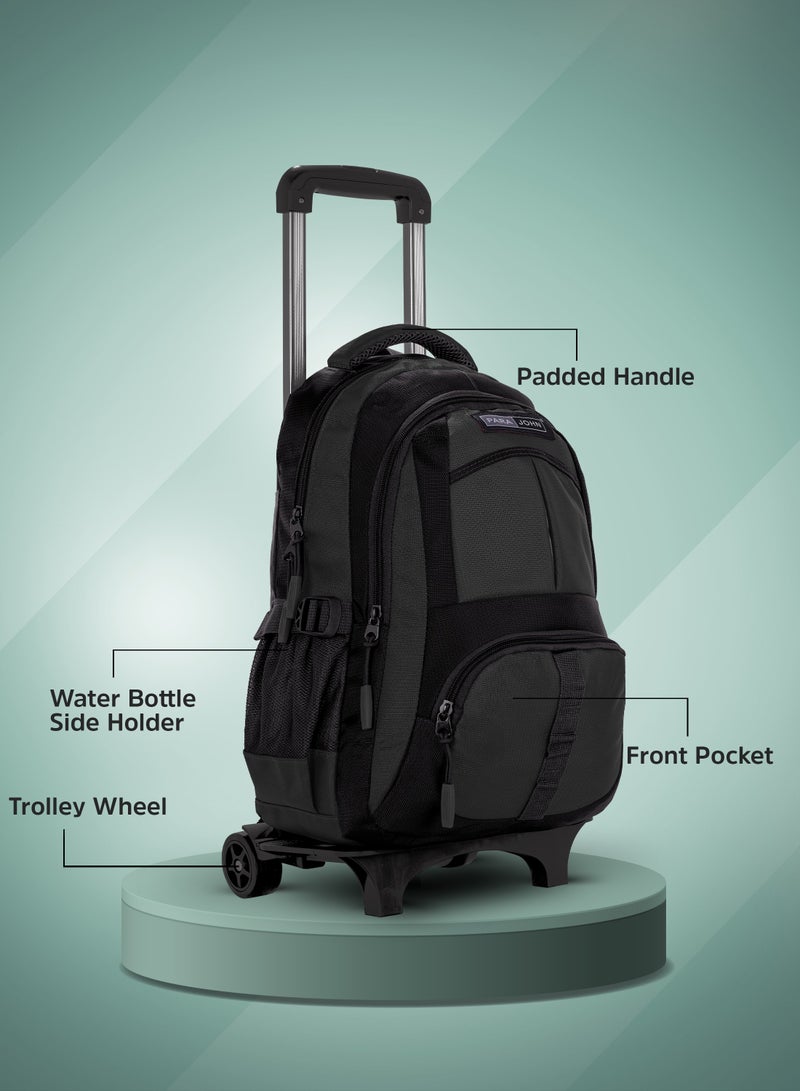 بارا جون حقيبة ظهر بعجلات للجنسين مع حزام قابل للتعديل للمدرسة والجامعة والمكتب والعمل والسفر - رمادي  بوصة - Image 3