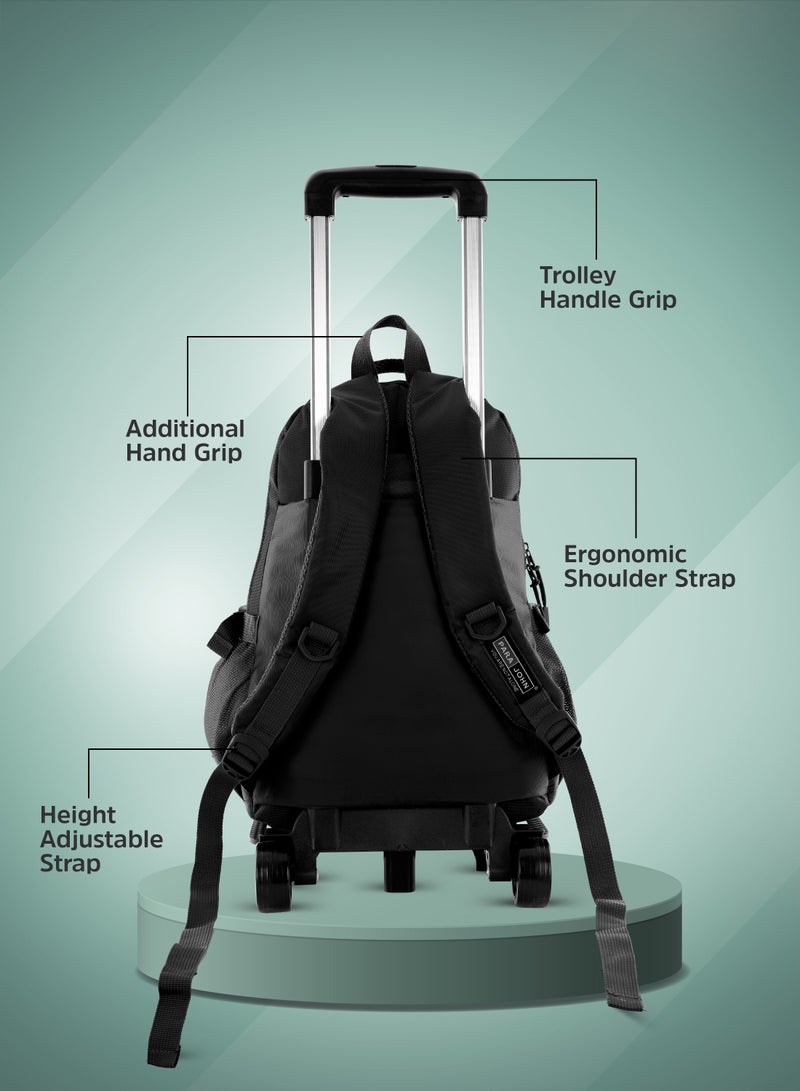 بارا جون حقيبة ظهر بعجلات للجنسين مع حزام قابل للتعديل للمدرسة والجامعة والمكتب والعمل والسفر - رمادي  بوصة - Image 4