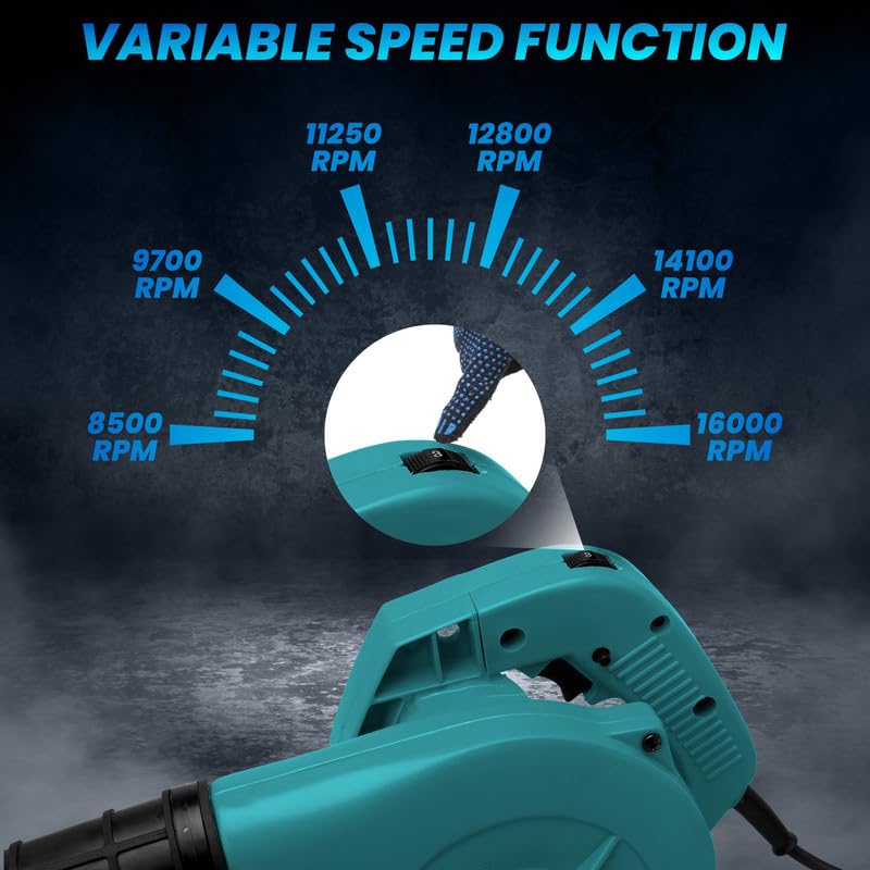 TOMAHAWK® T 730 Cord Blue Air Blower (1.8m) (600W), 16500 RPM Variable Speed Powerful Handheld Blower, Lawn Care, Snow Blowing, Dust Cleaning - Image 5