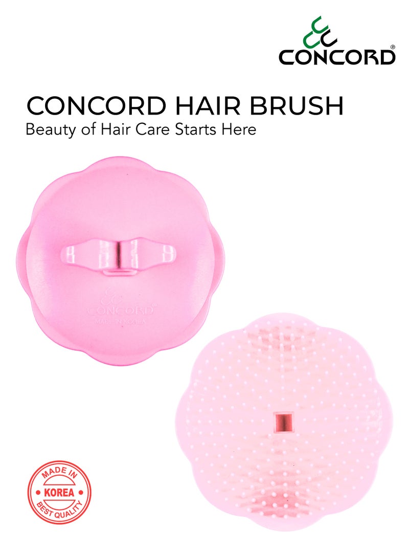 CONCORD - Korea Round Hair Brush, Scalp Massage and Hair Care Brush for Daily Use, Smooth and Flexible, Made in KOREA, LIMITED TIME OFFER - Pack of 2 (1 color as shown + 1 with Random color) - Image 2