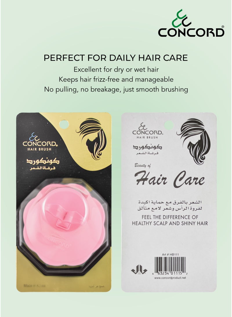 CONCORD - Korea Round Hair Brush, Scalp Massage and Hair Care Brush for Daily Use, Smooth and Flexible, Made in KOREA, LIMITED TIME OFFER - Pack of 2 (1 color as shown + 1 with Random color) - Image 5
