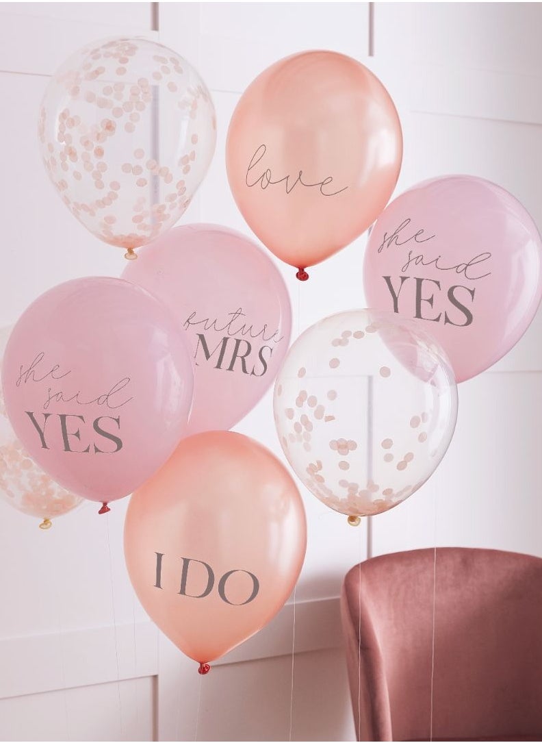 Ginger Ray - Pack Of 8 Hen Party Mixed Slogan And Confetti Balloons - Image 1