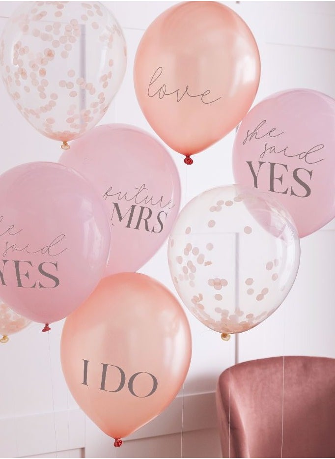 Ginger Ray - Pack Of 8 Hen Party Mixed Slogan And Confetti Balloons - Image 1