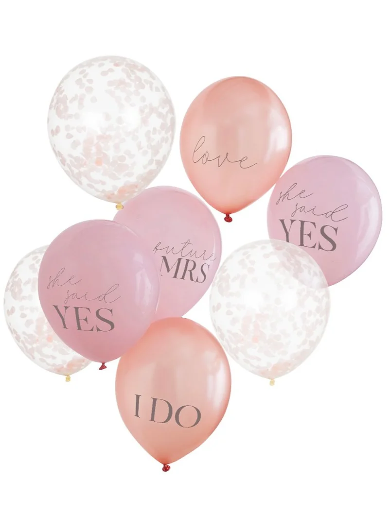 Ginger Ray Pack Of 8 Hen Party Mixed Slogan And Confetti Balloons